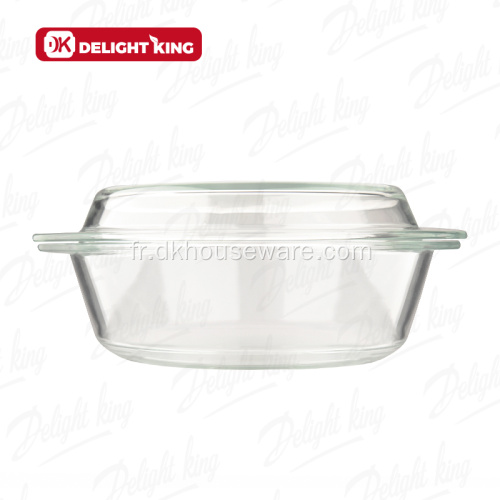 Casserole en verre à haut borosilicate avec couvercle